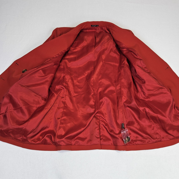 J McLaughlin Womens 12 Double Breasted Blazer Red Preppy Designer Old Money Peak - Picture 11 of 16